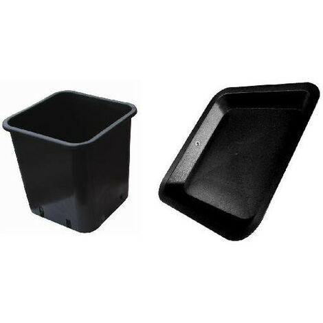 Soucoupe Carrée Noire Pour Pots De Fleurs - 28,5x28,5cm, Protection Sol