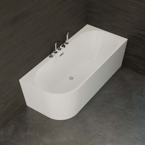 Baignoire Robinetterie Chromée CAPRI DROITE L. 170 x l. 76 cm semi-îlot murale, by SPALINA (1/5)