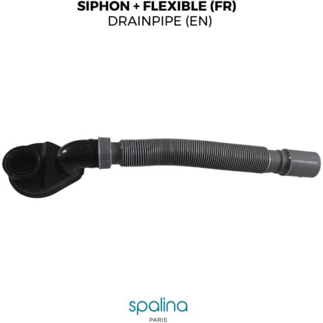 SIPHON EXTRA PLAT+FLEXIBLE - Compatible avec toutes les baignoires îlot SPALINA