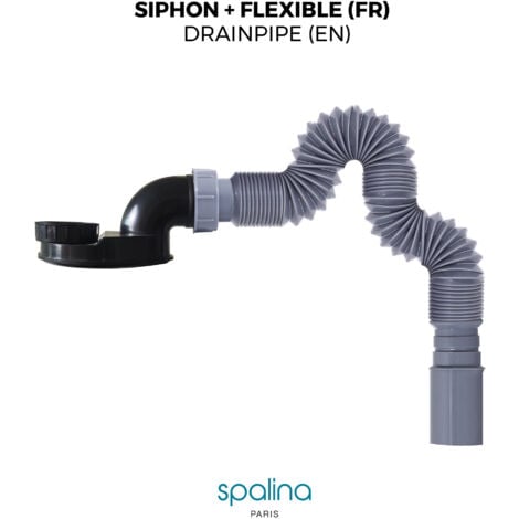 SIPHON EXTRA PLAT+FLEXIBLE - Compatible avec toutes les baignoires îlot SPALINA