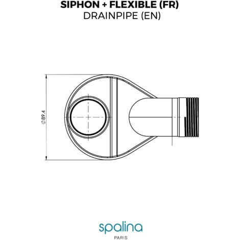 SIPHON EXTRA PLAT+FLEXIBLE - Compatible avec toutes les baignoires îlot SPALINA
