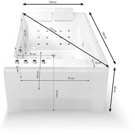 Baignoire balnéo 2 places KENSHO DUO Wave L180xl120xH68cm, by SPALINA