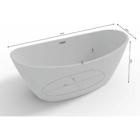 Baignoire îlot ovale NEROON 2.0 L. 170 x l. 80 cm, by SPALINA