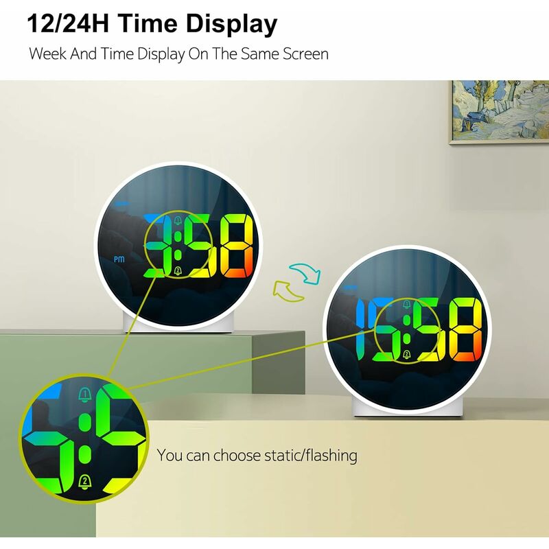 ZJZ Réveil Intelligent, LCD Light Snooze Horloge de Bureau Fonctionnelle  Horloge de Table pour Enfants, Chambre Bien lisible