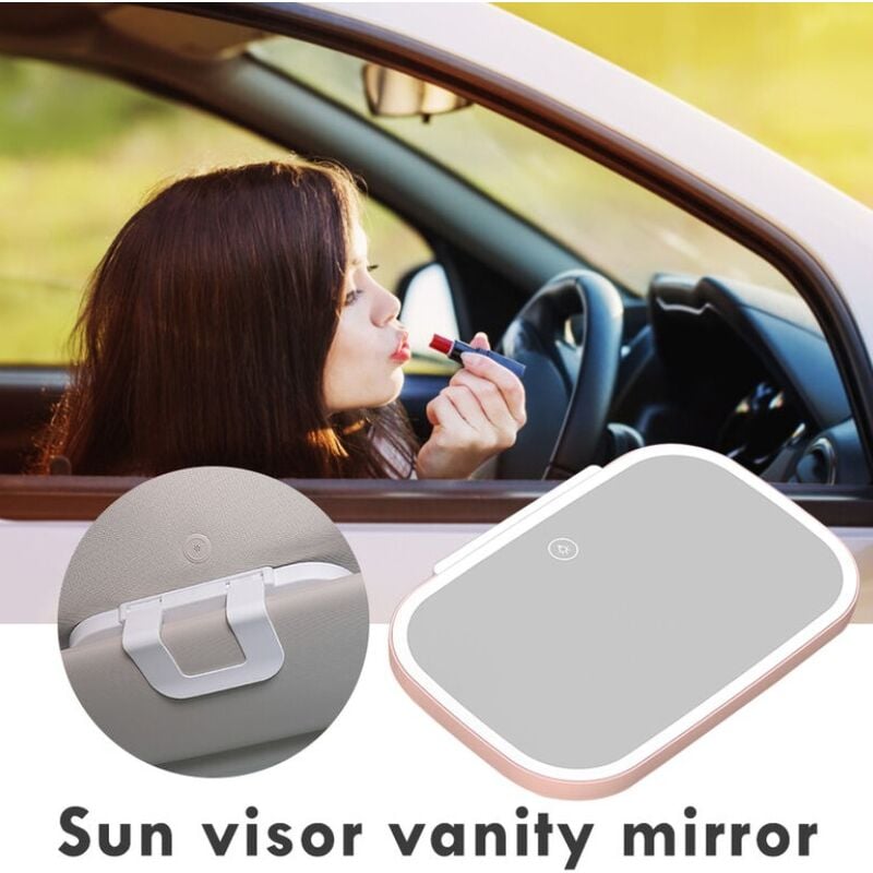 Miroir de courtoisie de voiture avec lumière LED, écran tactile LED, pare- soleil automatique, miroir de maquillage, clip rétractable, pare-soleil,  accessoires de voiture - AliExpress