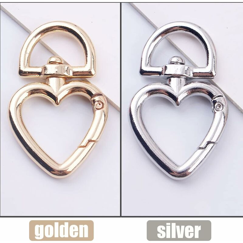 Acheter Fermoir mousqueton pivotant en métal, mousqueton en forme de cœur,  porte-clés, résultats de bijoux, 10 pièces