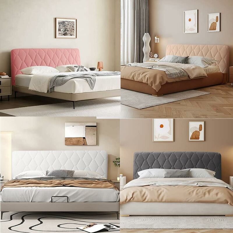 Housse De Tête De Lit Gonflable Kamanan - Gris Clair 140-160cm | Anti-Poussière, Lavable