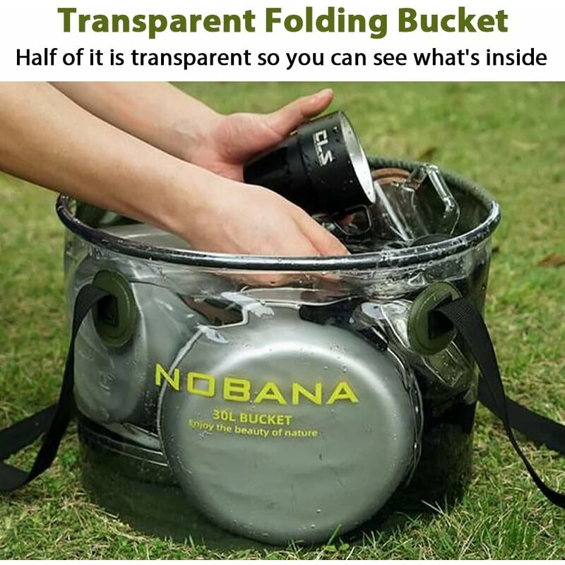 Seau Pliable 12L Portable Avec Poignée - Camping, Pêche, Jardinage, Voiture - Noir