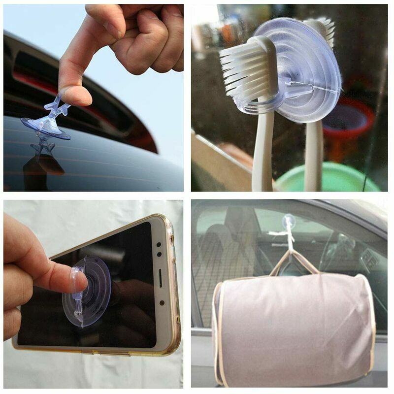 50 Ventouses Transparentes 45mm - PVC Forte Adhérence Pour Pare-Soleil Voiture, Salle De Bain, Verre