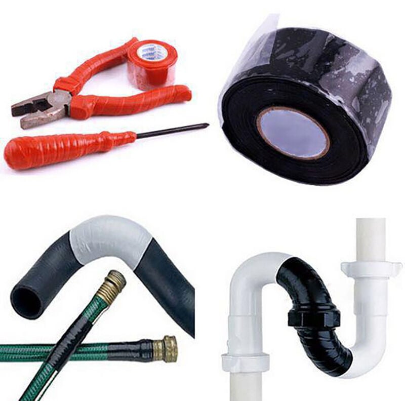 Ruban de sauvetage en silicone auto-fusible, très résistant et anti-fuite,  pour fuites d'eau, bandage de câble d'urgence, fixation d'outils (noir) :  : Outils et Bricolage