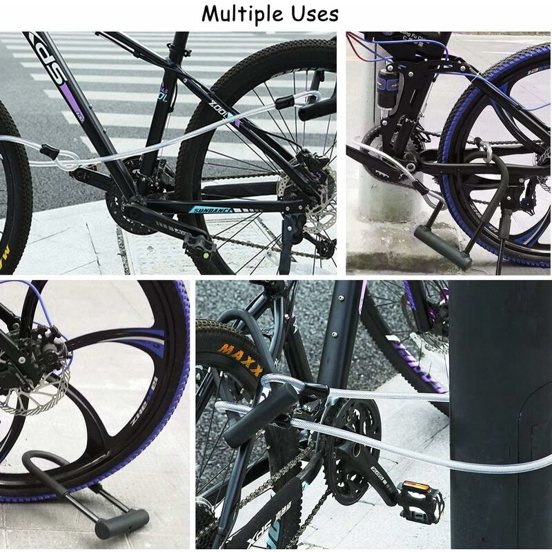 Antivol de vélo, Antivol en U pour vélo avec 1,2 m Flex Acier câble et  Support de Montage Robuste pour Vélo, Bicyclette, Scooters … : :  Sports et Loisirs