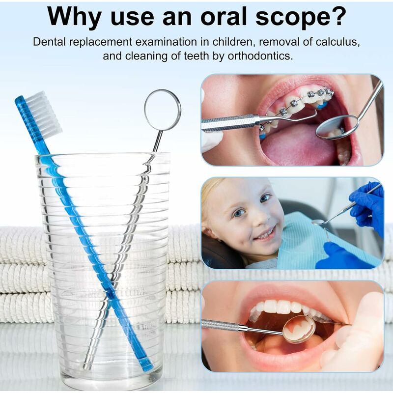 Miroir dentaire oral d'inspection de dent de bouche avec la lumière  lumineuse LED 2PCS