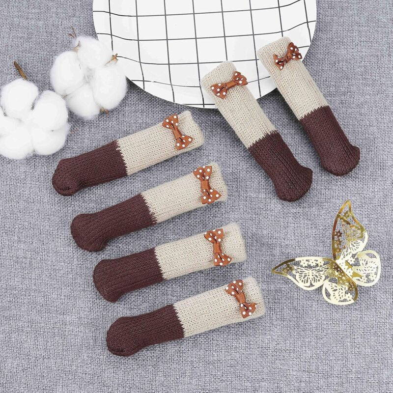 Lot de 4 couvre-pieds de chaise antidérapants en tricot pour pieds