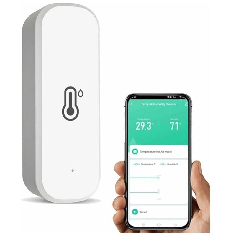 Thermostat intelligent Tuya Wifi Capteur d'humidité de température avec  application d'alarme Contrôle vocal Thermomètre intérieur intelligent sans  fil (1pcs, blanc)
