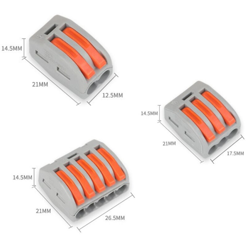 Bornes de Connexion, 300 pinces Connecteur électrique avec levier de  fonctionnement,Compact Borne de connexion électrique Automatique,10 pinces  2 voies,10 pinces 3 voies,10 pinces 5 voies