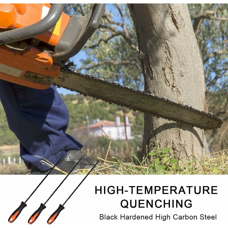 GIONAR Lot De 4 Limes Pour Tronçonneuse, Pièces Avec Poignées