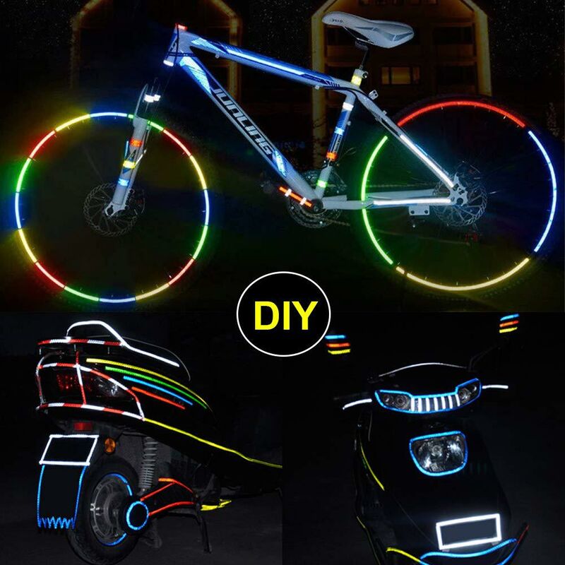 Autocollants réfléchissants pour vélo, 1cm x 8m, réflecteur de vélo,  cyclisme, avertissement, autocollant de Film, accessoire de vélo -  AliExpress