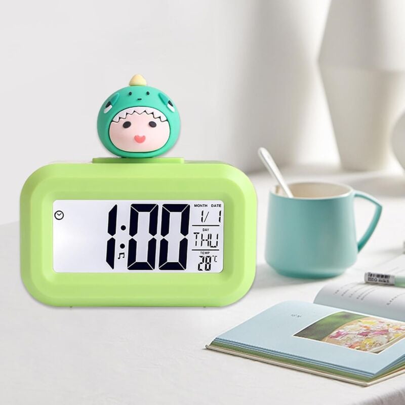 Vert - une nouvelle génération de réveil intelligent à affichage numérique  multifonctions lumineux horloge intelligente température calendrier  perpétuel étudiant bleu réveil