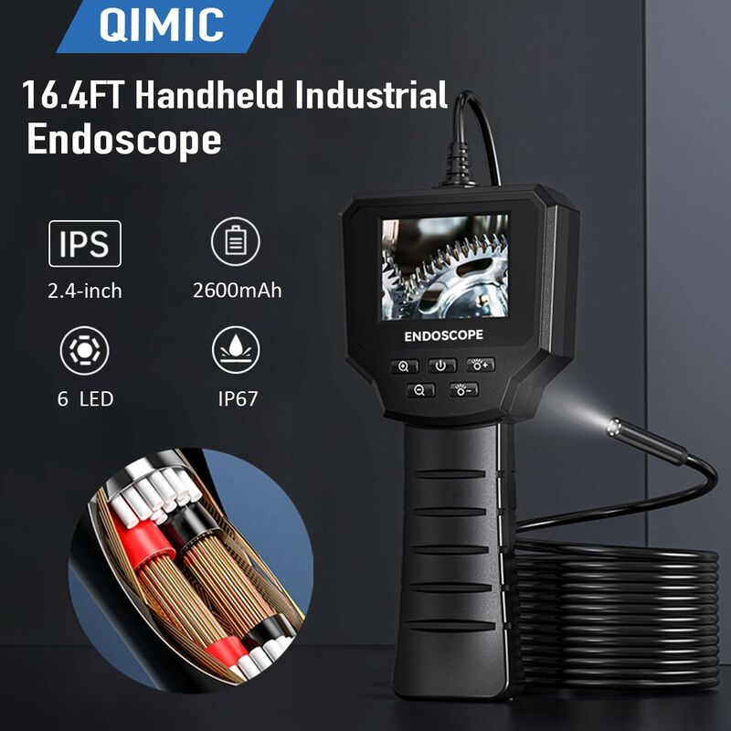Endoscope Industriel - Caméra d'inspection Endoscope IPS 2,4 Pouces, 1440P  HD Caméra Endoscopique 2,0 MP avec 6 LED Réglables, Endoscope Numérique  Caméra Etanche IP67 de 8 mm, Câble Semi Rigide 5M