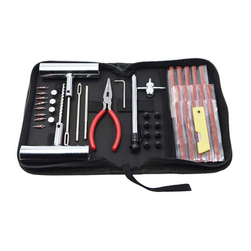 Kit Réparation Pneus VMUTGA 58 Pièces - Pour Voiture, Moto, VTT - Bandes Caoutchouc, Outils Complets