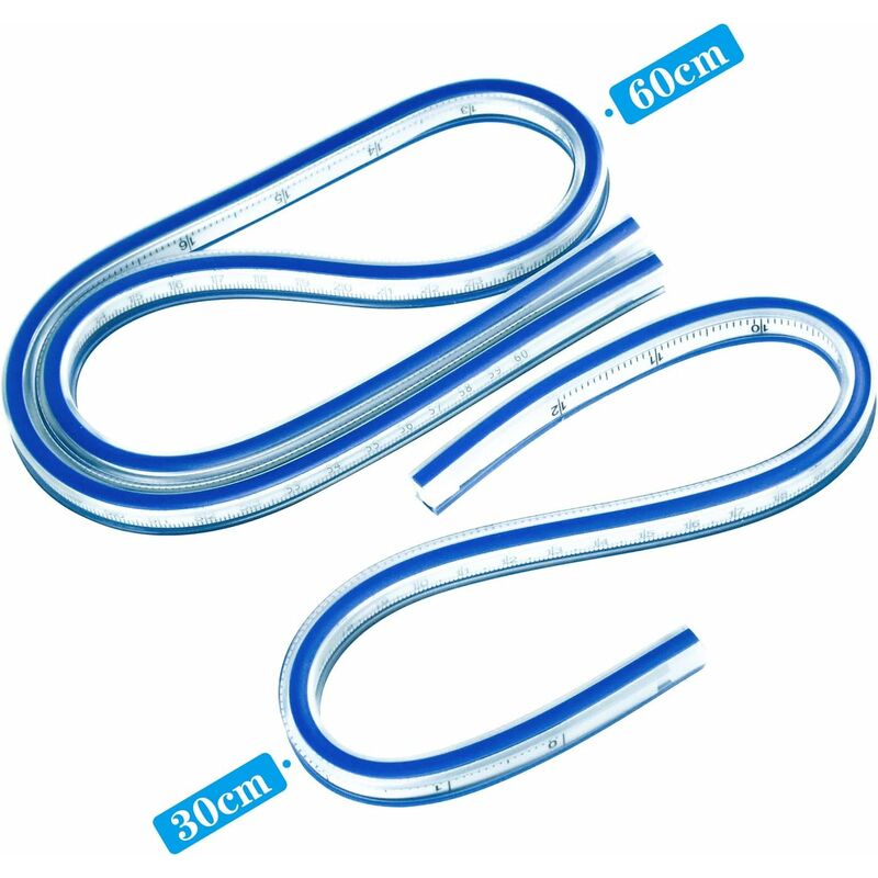 Règle Couture Flexible QWORK 60cm - Double Face Pour Courbes Et Menuiserie