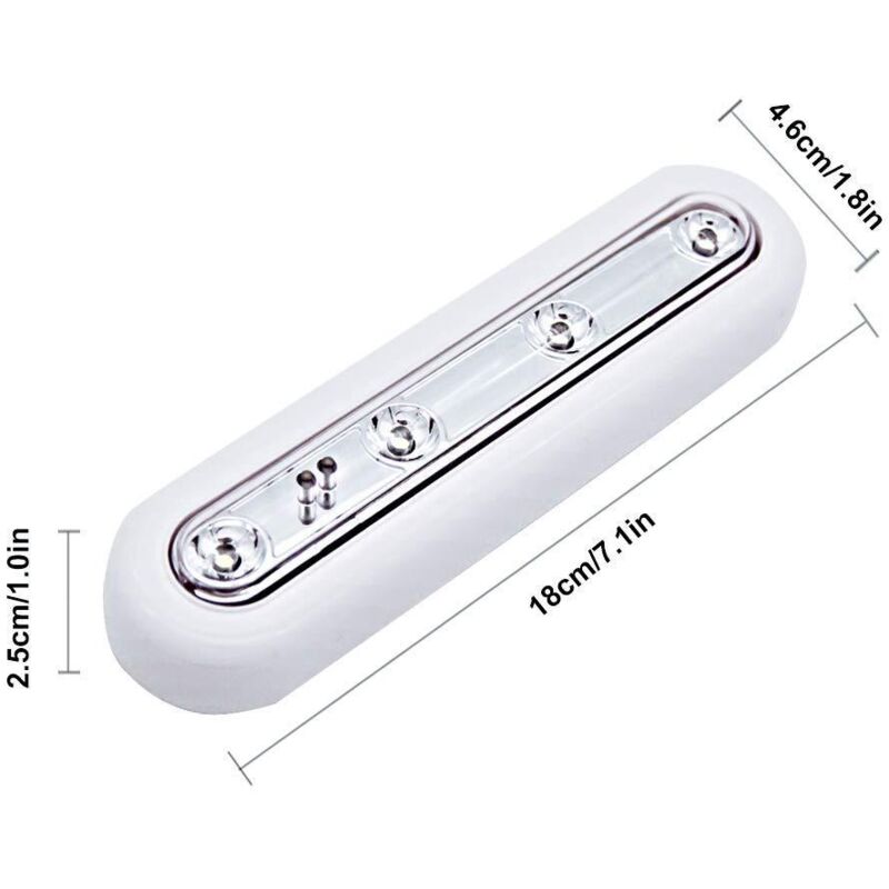 Lampe De Placard, Lumière Nuit Avec 4 LED Tactiles A Piles Veilleuse Sans Fil Orientable Pour Les Plafonniers Placards Armoires Couloirs Lavabos, 2 Pack [Classe énergétique A