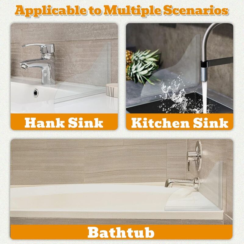 Lot De 2 Protections Anti-Éclaboussures Pour Douche/Baignoire - Auto-adhésives, Imperméables, Pour Angles De Mur (Installation Facile)