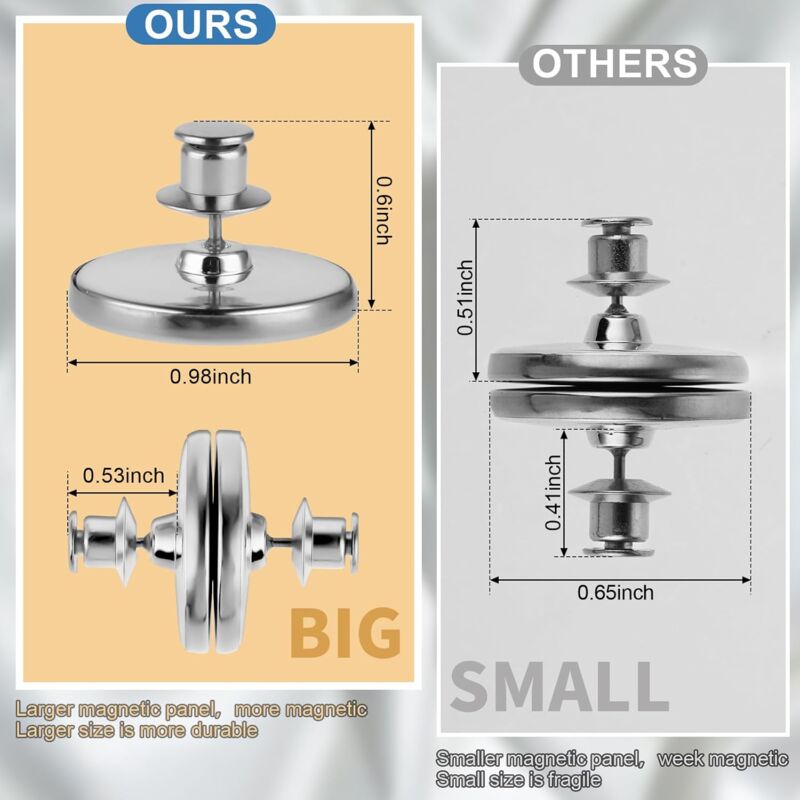 8 Paires Aimants Pour Rideaux - Argent - Fixation Sans Perçage - Pour Intérieur/Extérieur - L&W Luck