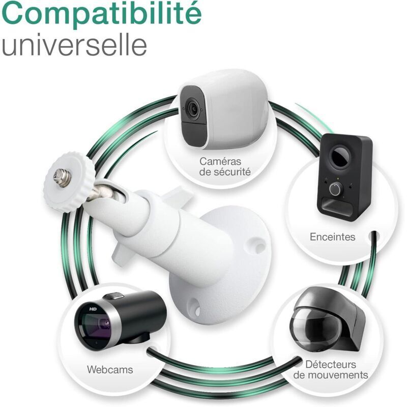 Lot 2 Supports Flexibles Gooseneck Pour Eufy Cam 2C/3/3C - Métal, Sans Perçage, Angle 360° Intérieur/Extérieur