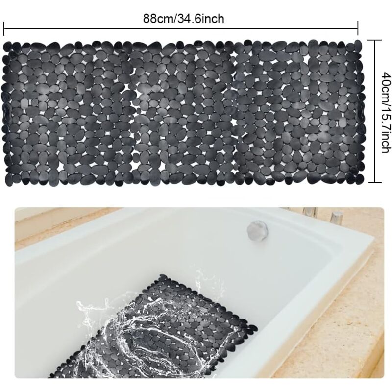Tapis De Douche Antidérapant KMINA - 65x35 Cm En Caoutchouc Naturel, Ventouses Puissantes, Blanc - Fabriqué En UE