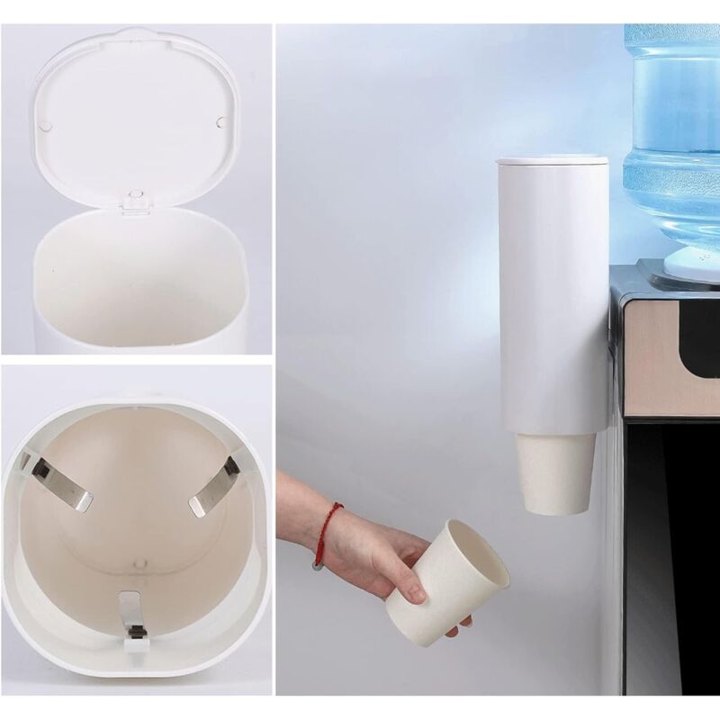 Distributeur De Gobelets En Papier Mural à Double Tube - Avec Couvercle Anti-poussière, Pour Cuisine, Bureau, Hôtel
