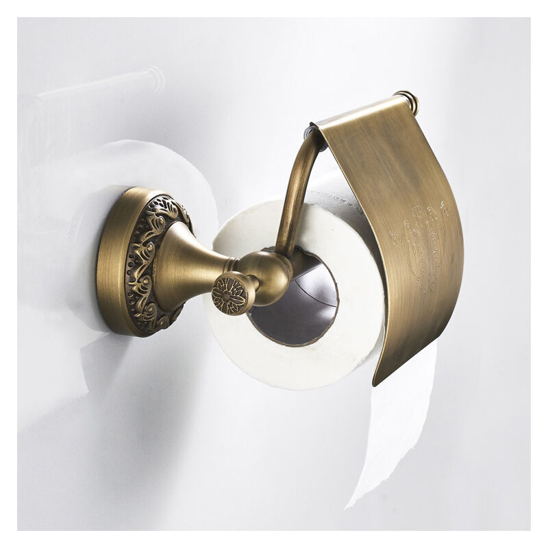 Porte-Papier Toilette Murale Kaxich Style Rétro Laiton - Avec Support Téléphone - Antique