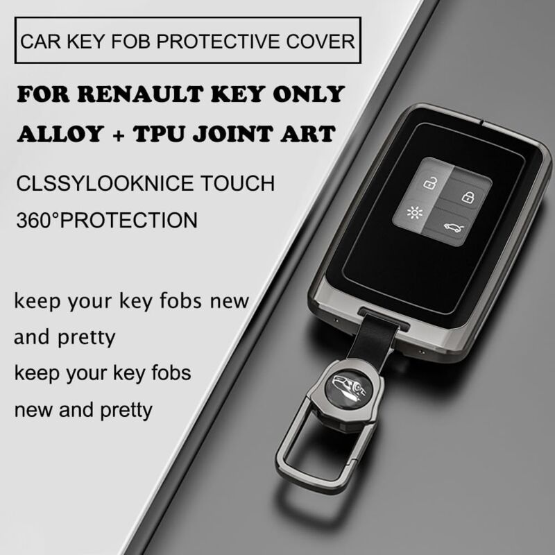 Happyit - Housse Silicone Pour Télécommande Renault (Clio, Scénic, Mégane, Etc.) - 4 Boutons - Protection Clé Anti-poussière - Noir - 6