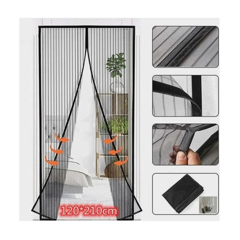 Moustiquaire Magnétique Pour Portes 130 X 260 Cm Avec Ruban Adhésif Moustiquaire Sur Mesure De Porte, Rideau En Maille Fine Adapté Enfants Et Animaux Domestiques, Blanc