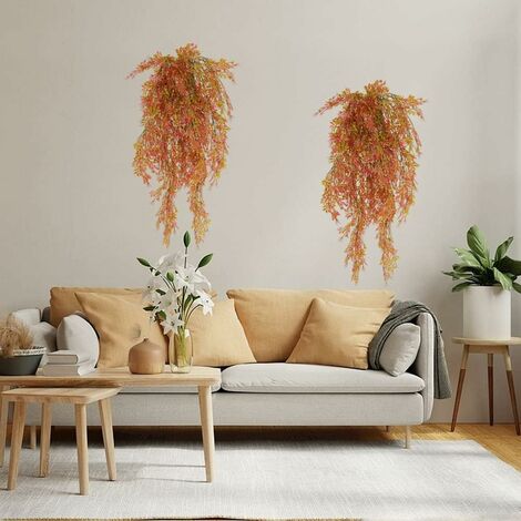2pcs Plante Pendante Artificielle Suspension Plante Exterieur Interieur Feuille D'érable Fausse