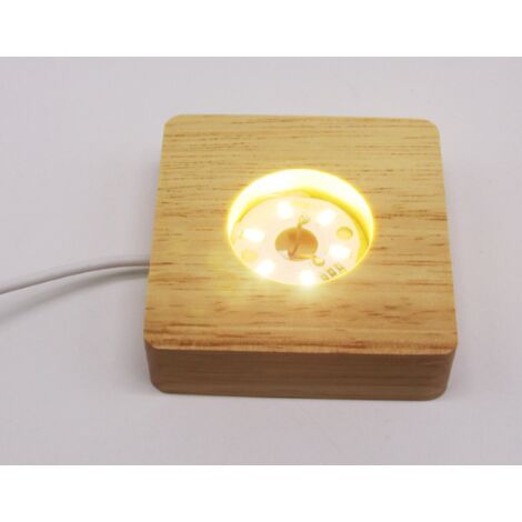 2 Pcs Led Light Display Stand Base lumineuse en bois (ronde + carrée)
