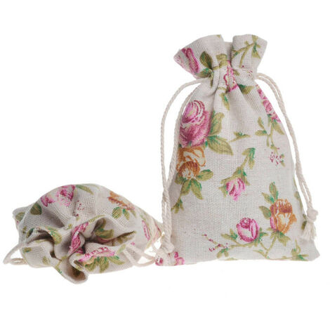 Lot de 50 Sachets de Toile de Jute en Lin, Petits Sacs en Tissu