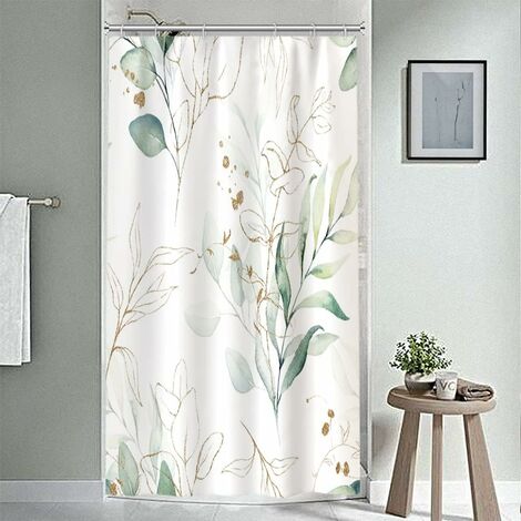 Rideau De Douche 180x180 Cm Motif Feuilles De Bambou Vert - Imperméable, Facile à Nettoyer - Pour Salle De Bain Maison Ou Voyage
