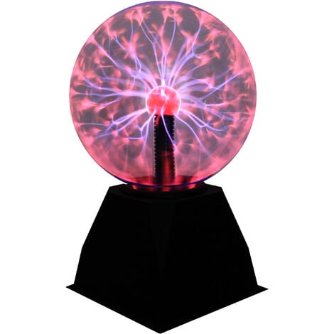 Lampe boule plasma magique sur son support noir