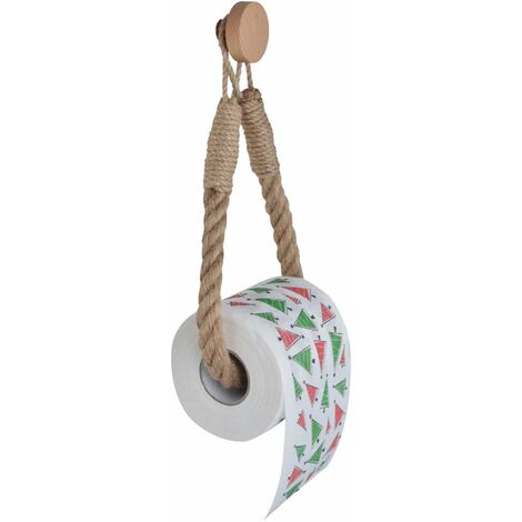 Porte-Rouleau Papier Toilette Vintage Corde - Support Métal Rustique Salle De Bain