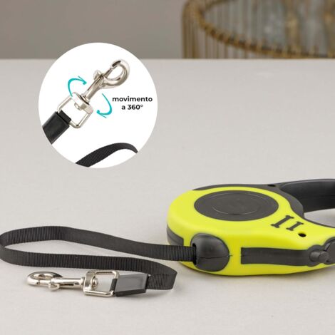 Laisse pour Chien Rétractable 5 mètres avec Poignée Confortable, Laisse Flexible pour Petit, Moyenne, Gros Chiens, Laisse Enrouleur pour la Promenade et Le Dressage, Jaune