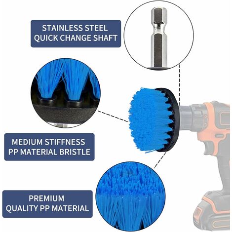 Bleu） Brosse Nettoyage Perceuse 4 pièces, Brosse pour Perceuse Voiture  Carrelage Tapis Baignoire Cuisine Toilettes