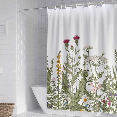 Rideau de Douche 240x200 Fleurs, 3D Aquarelle Rideau Douche Anti