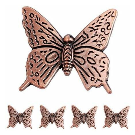 （Cuivre）5pcs Poignées Rétro de Meubles de Tiroir, Vintage Papillon de Porte de Placard en Alliage de Zinc 43mm