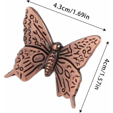 （Cuivre）5pcs Poignées Rétro de Meubles de Tiroir, Vintage Papillon de Porte de Placard en Alliage de Zinc 43mm