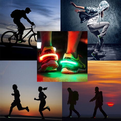 2pcs Led Shoegreen Clip Lights Sécurité Night Running Gear Lampe de course  de nuit utile pour les coureurs Joggers Bikers Walkers