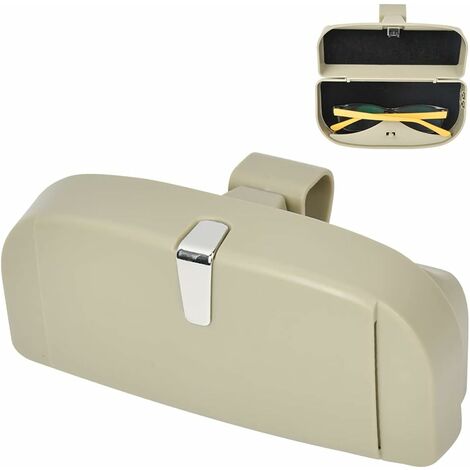 Étui à lunettes de voiture universel (beige) - Avec fonction magnétique et  emplacement pour cartes - Multifonctionnel - Pour