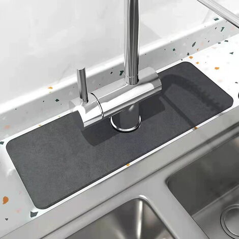 Protection anti（38x13.8cm）- Gris foncé-éclaboussures pour robinet d'évier - 1 tapis super absorbant à séchage rapide - Gadgets d'évier