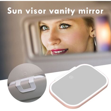 Miroir de pare-soleil de voiture avec maquillage de lumière led Miroir  cosmétique Miroir de vanité réglable Clip sur automobile