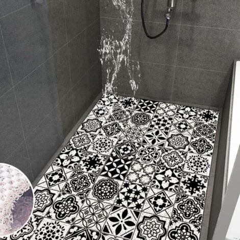 Tapis De Douche Antidérapant En PVC Loofah – 60x60 Cm, Noir | À Séchage Rapide Avec Trous De Drainage | Anti-moisissure, Doux Et Confortable